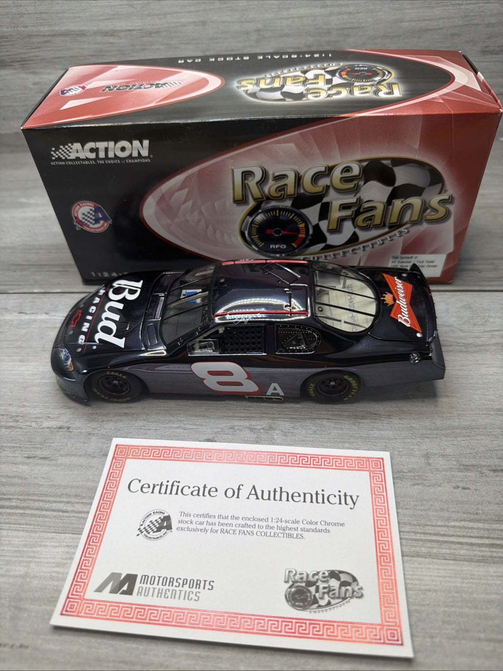 Action Dale Earnhardt Jr Diecast 1:24 Budweiser NASCAR COLOR CHROME BLACK COA0