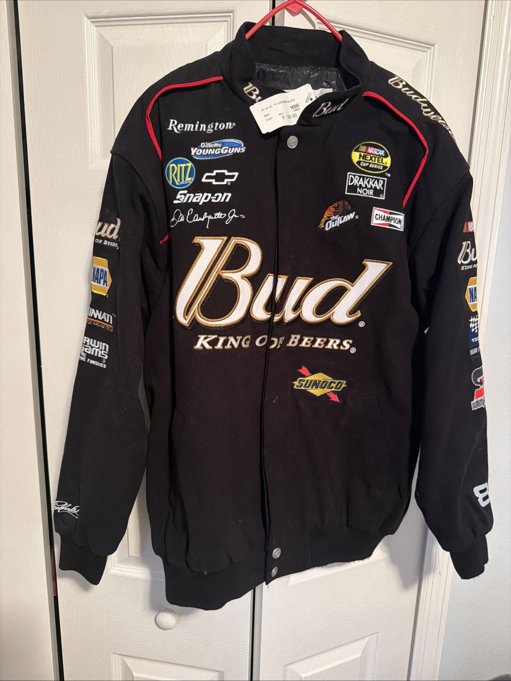 Dale Earnhardt Jr. VTG RARE #8 Budweiser Jacket Black Large Chase Authentics NWT0
