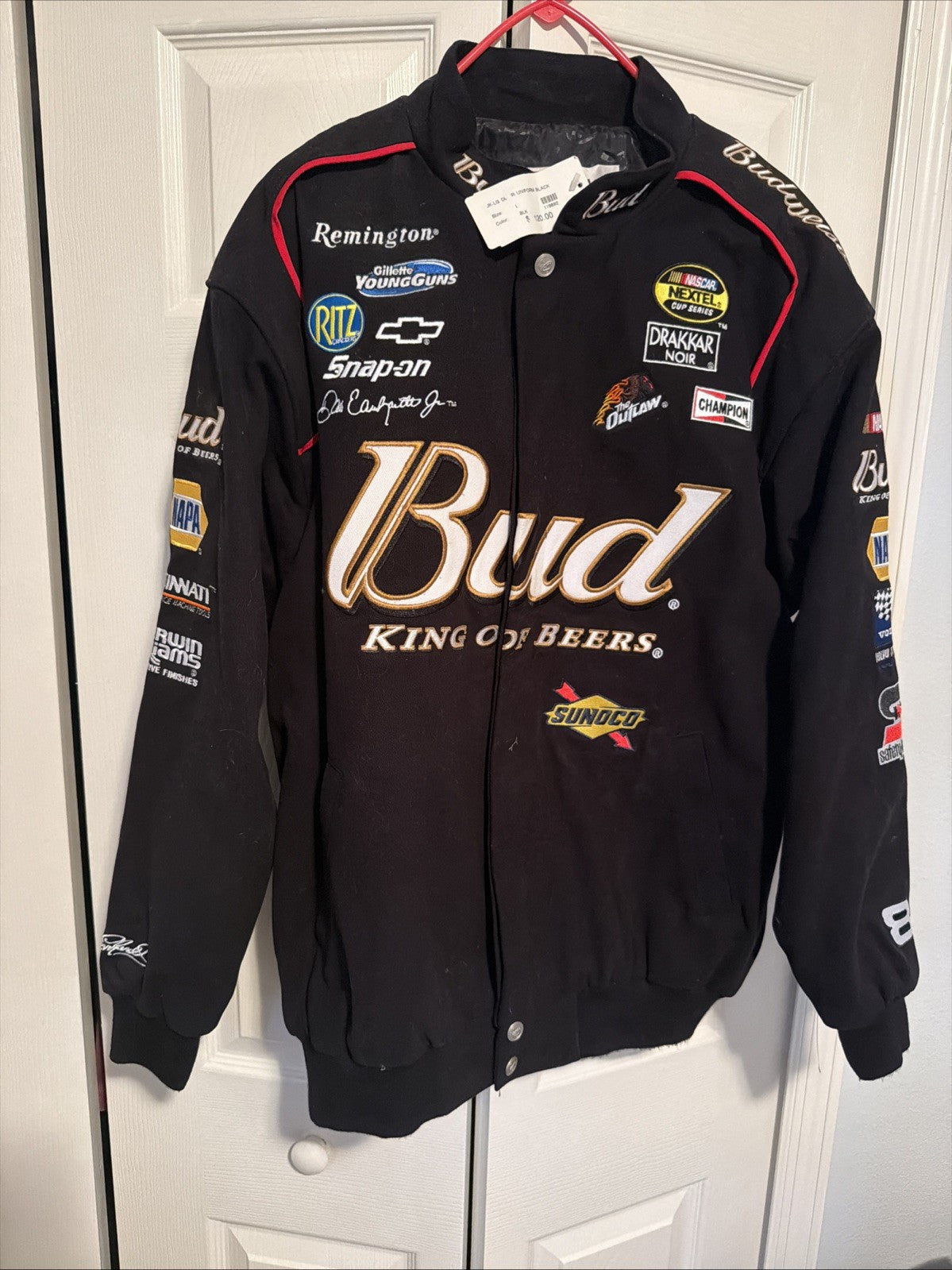 Dale Earnhardt Jr. VTG RARE #8 Budweiser Jacket Black Large Chase Authentics NWT0