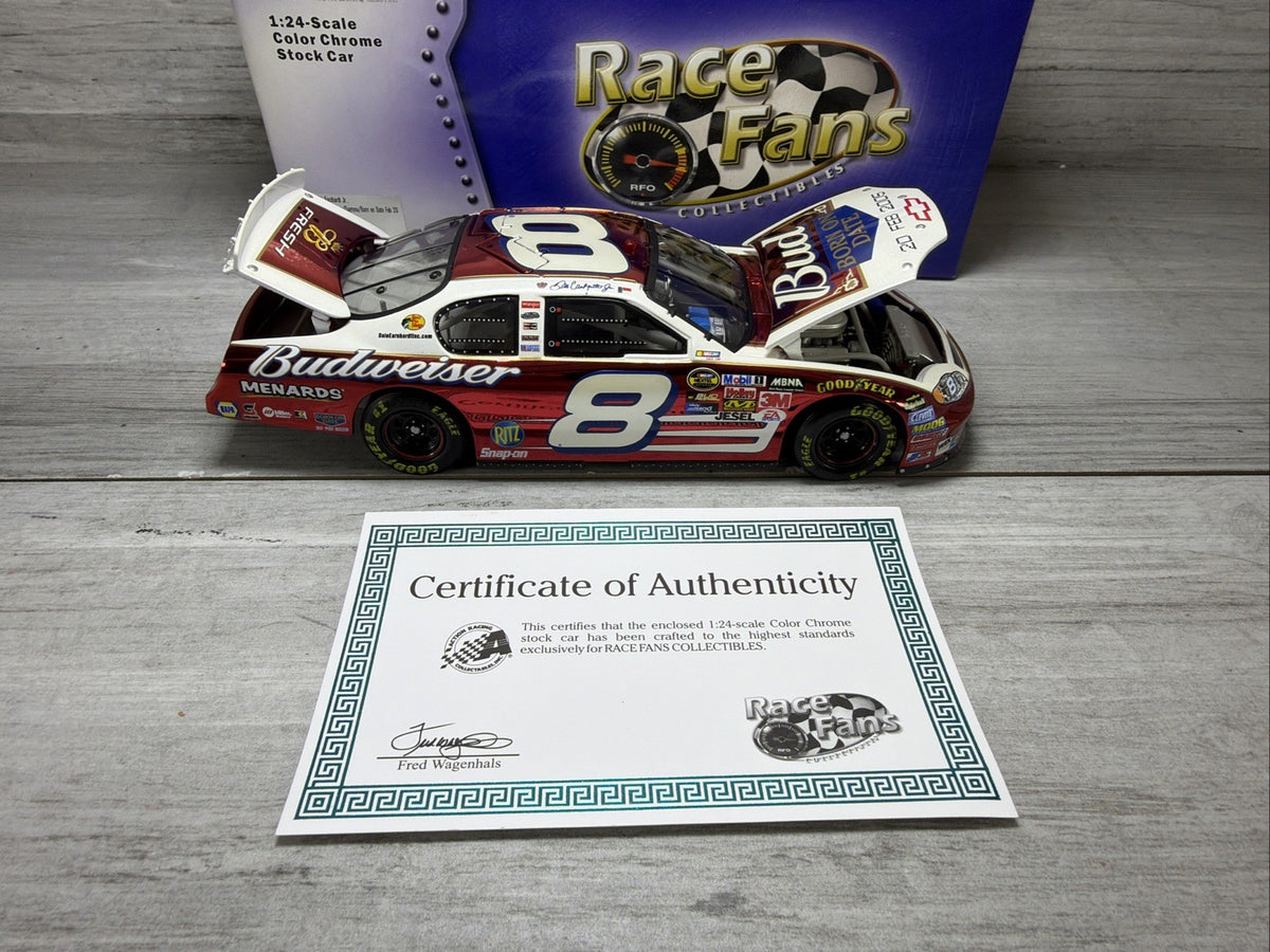 Action Dale Earnhardt Jr #8 Monte Chrome/white  Budweiser Daytona 2005 1:24 COA12