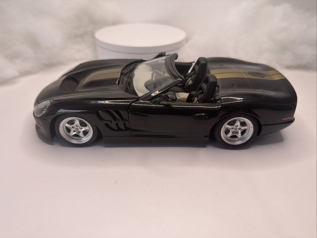 BURAGO 1999 SHELBY SERIES 1  1/18 SCALE DIE CAST BLACK And Gold Light Danage0