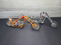 Vintage Custom Chopper Motorcycle Diecast Model Bike Lot of 2 Orange Silver Nice0