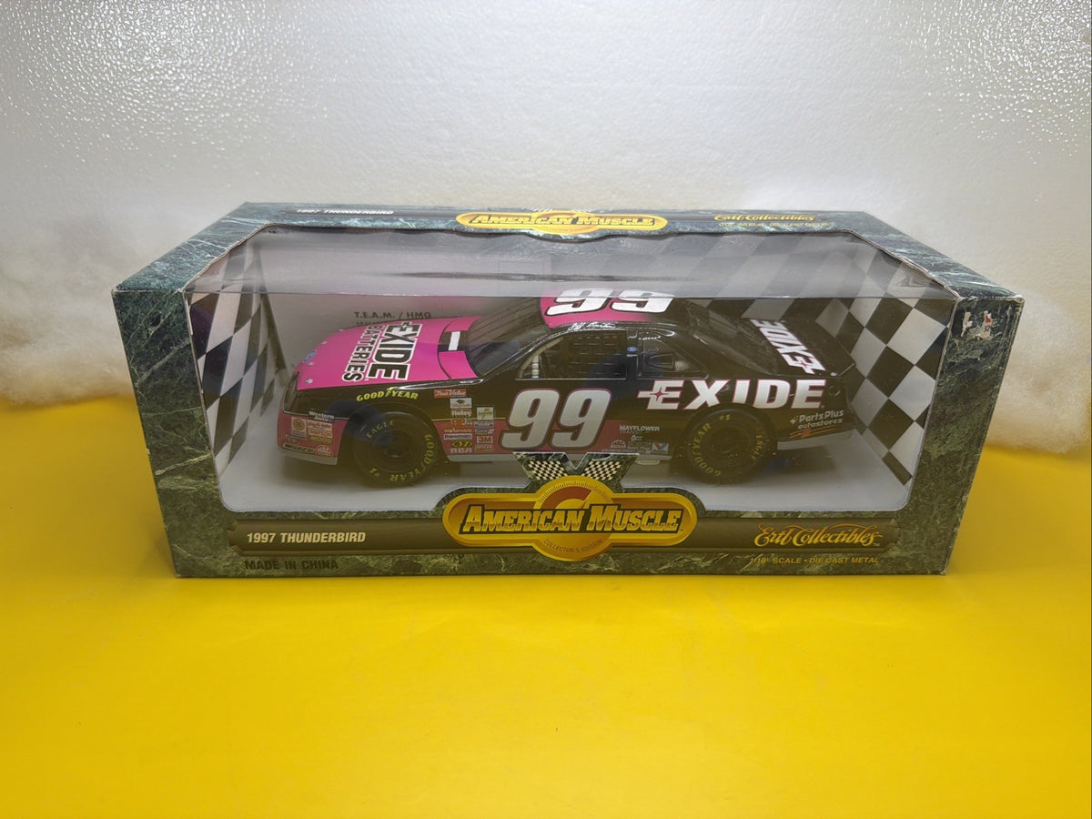 American Muscle 1:18  JEFF BURTON 99 Exide 1997 FORD T BIRD  Diecast NIB0