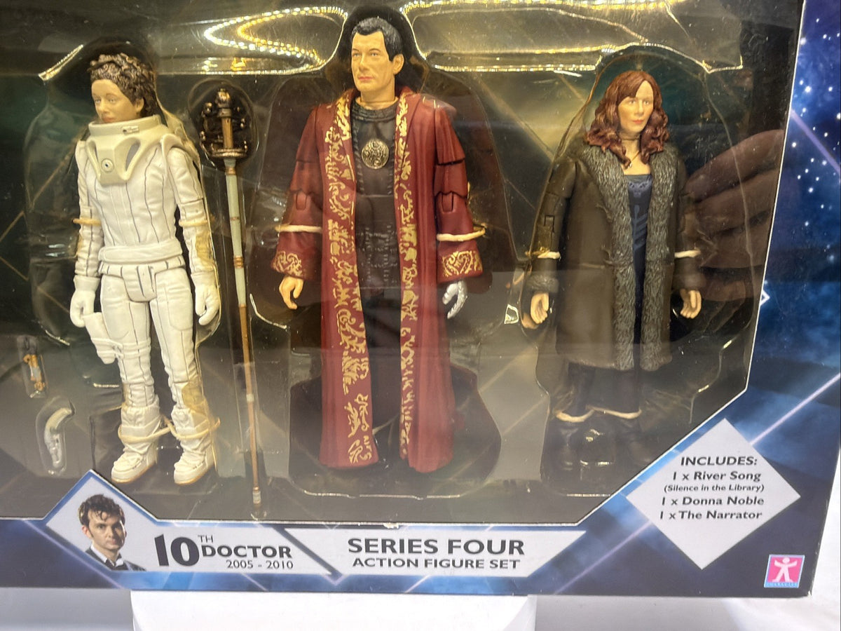 Doctor Who Series Four Action Figure Set: River Song~Narrator~Donna Noble NEW 43