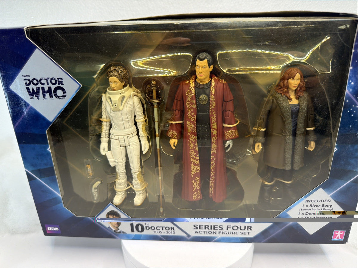 Doctor Who Series Four Action Figure Set: River Song~Narrator~Donna Noble NEW 45