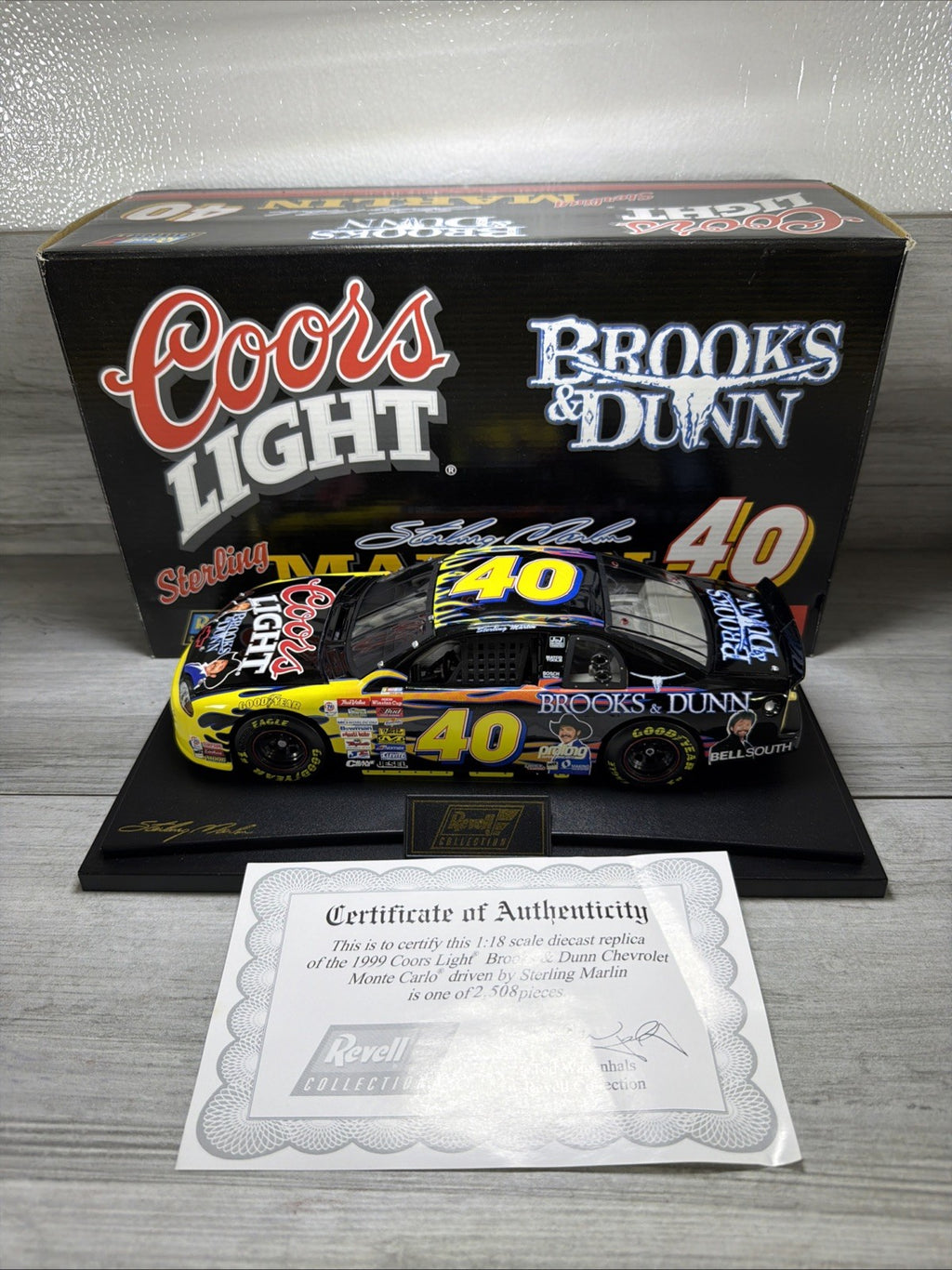 Revell Sterling Marlin 40 Coors Light Brooks Dunn 1999 1:18 Diecast With COA0