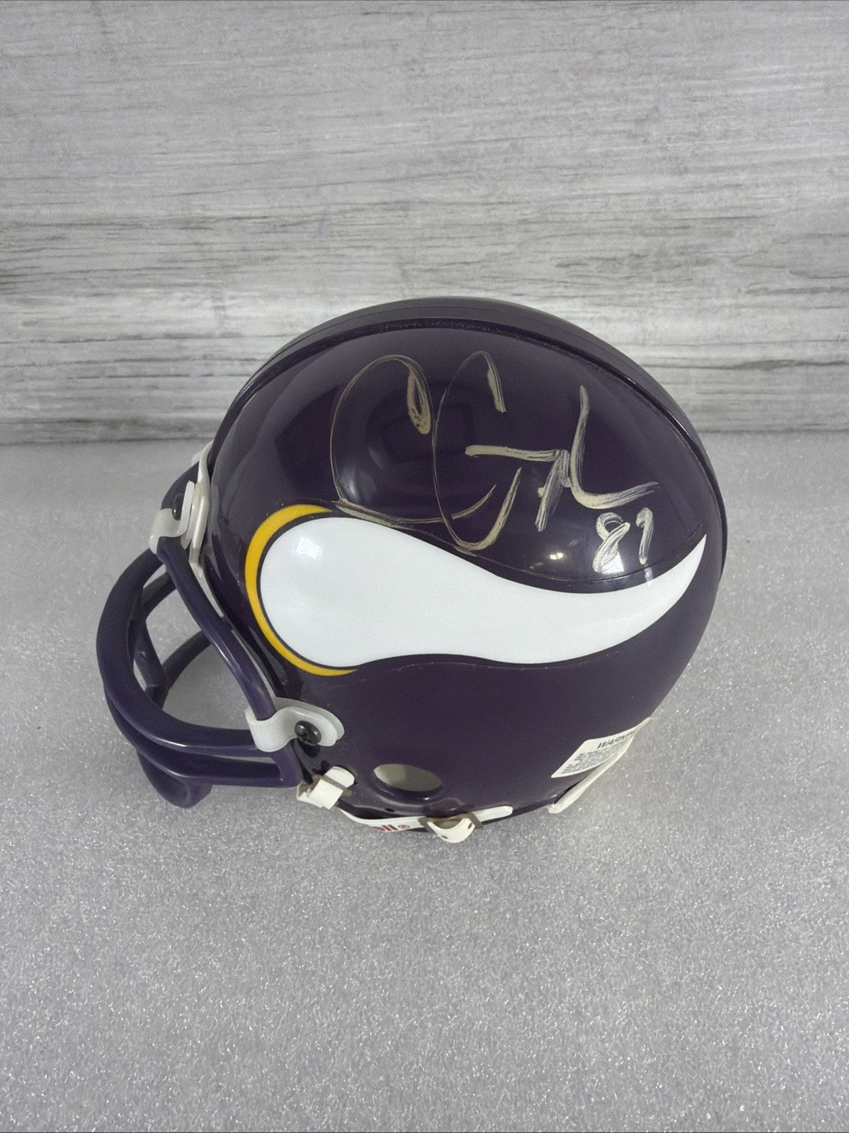 SIGNED MINNESOTA VIKINGS MINI HELMET CARL ELLER 81 READ, DESCRIPTION!! AUTHENTIC0