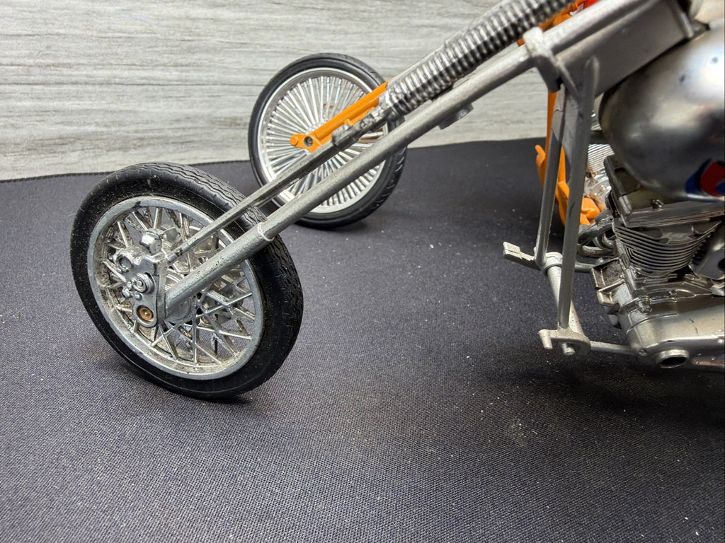 Vintage Custom Chopper Motorcycle Diecast Model Bike Lot of 2 Orange Silver Nice17