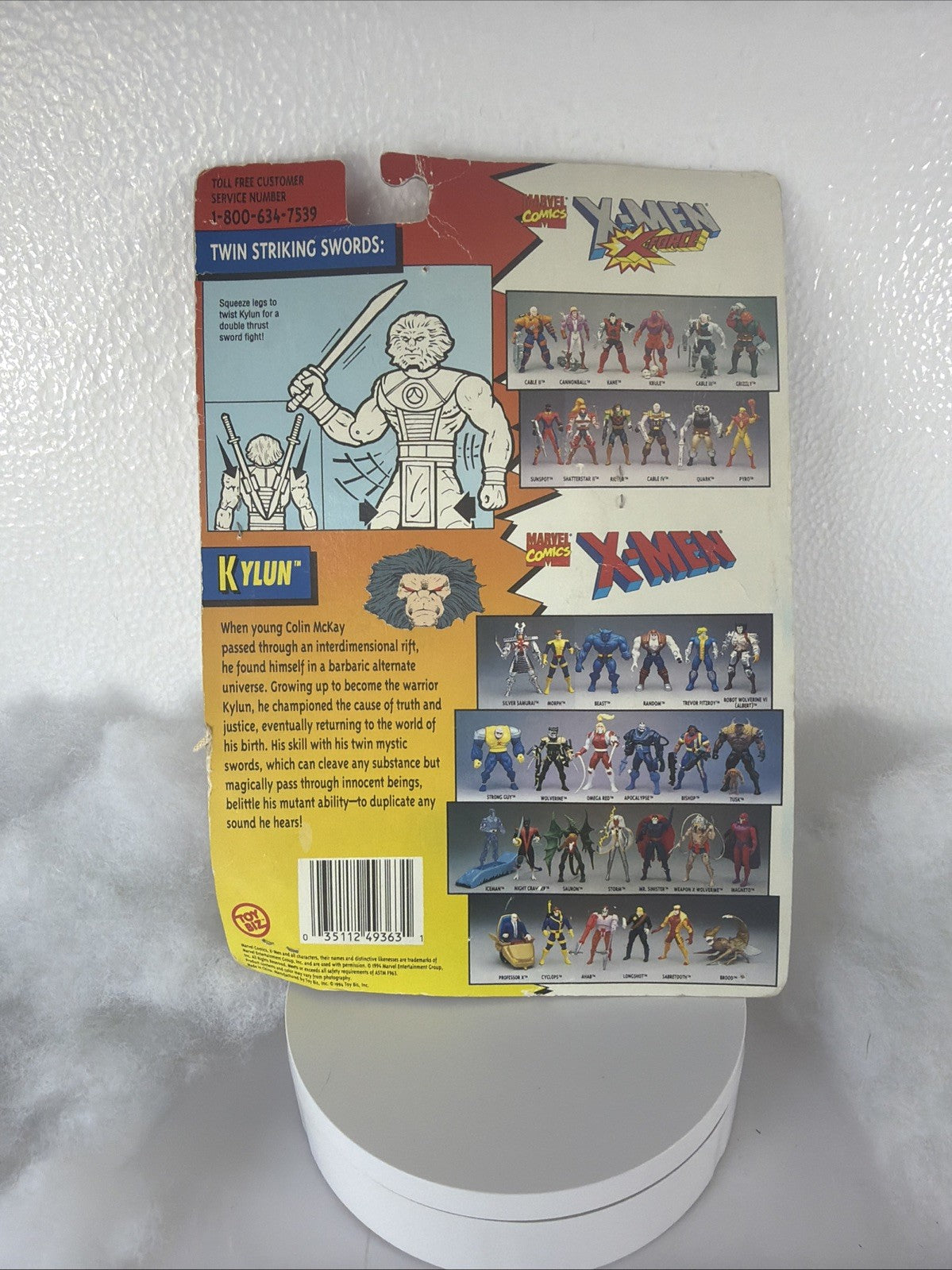 X-Men Kylun Action Figure Striking Swords 1994 ToyBiz Marvel Comic Box Damage8