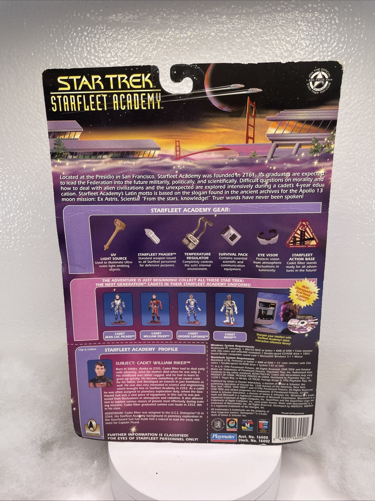 1996 Cadet William Riker Star Trek Starfleet Academy Figure Playmates1