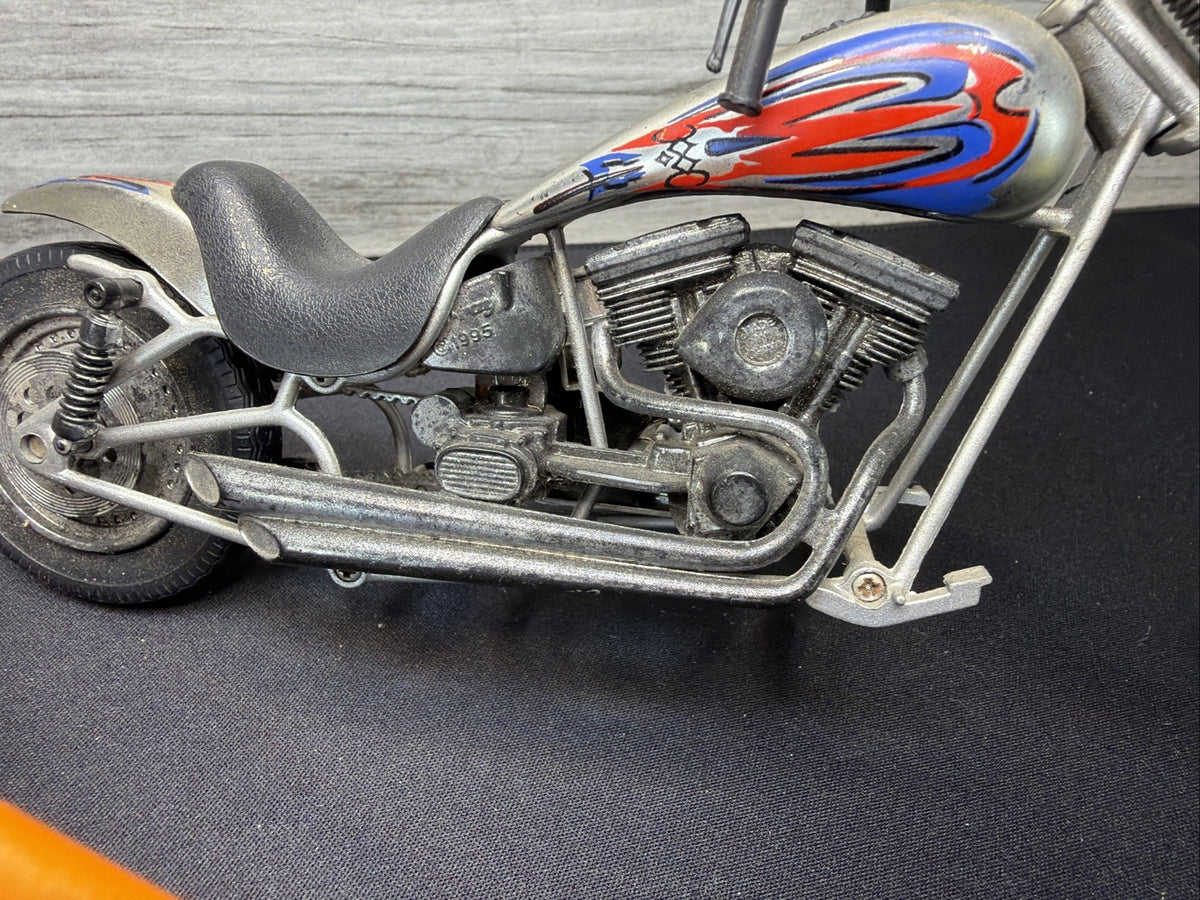 Vintage Custom Chopper Motorcycle Diecast Model Bike Lot of 2 Orange Silver Nice12