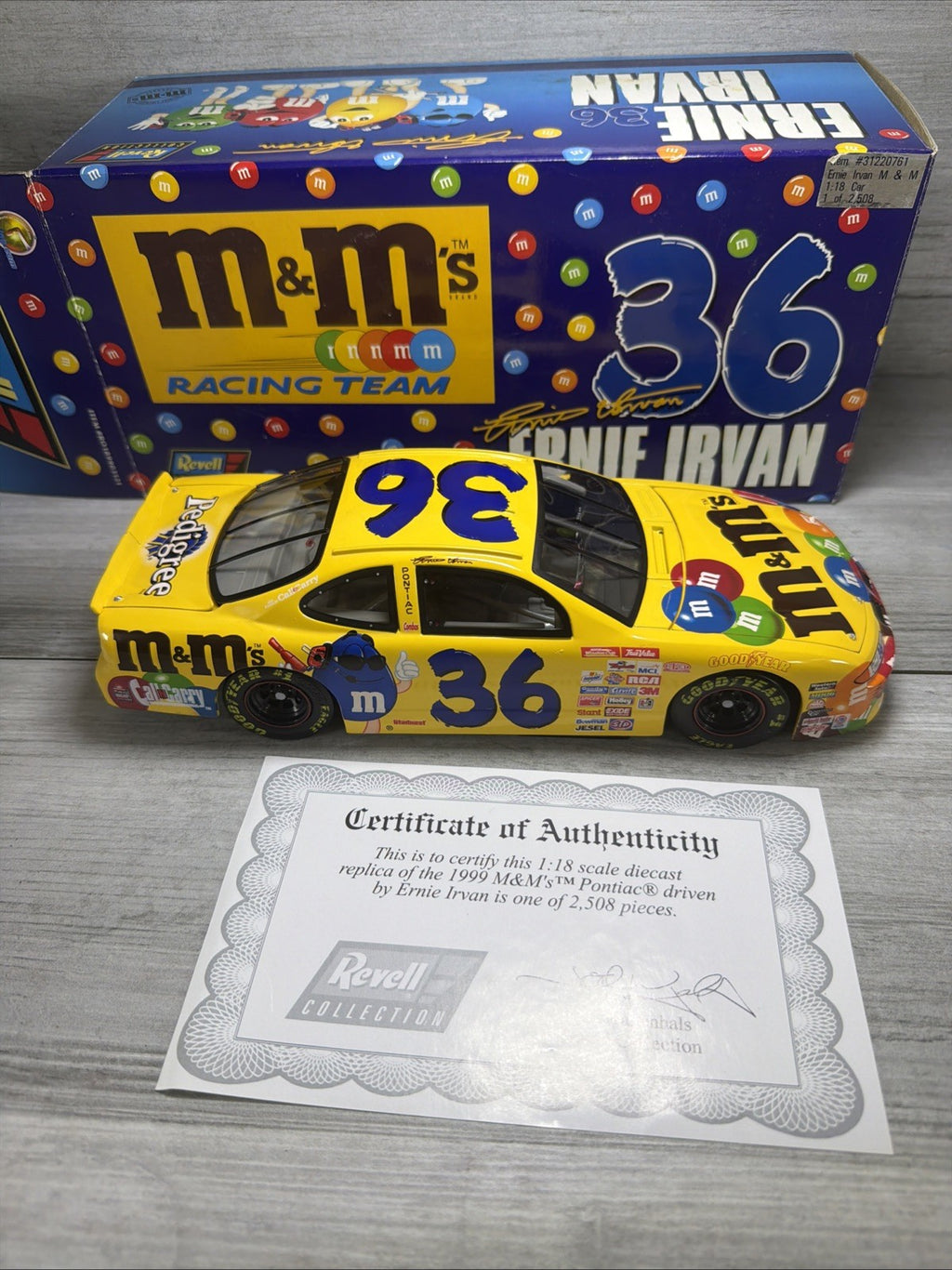 1999 Revell Ernie Irvan M&Ms 1/18 Pontiac New  1/2508 With Certificate0