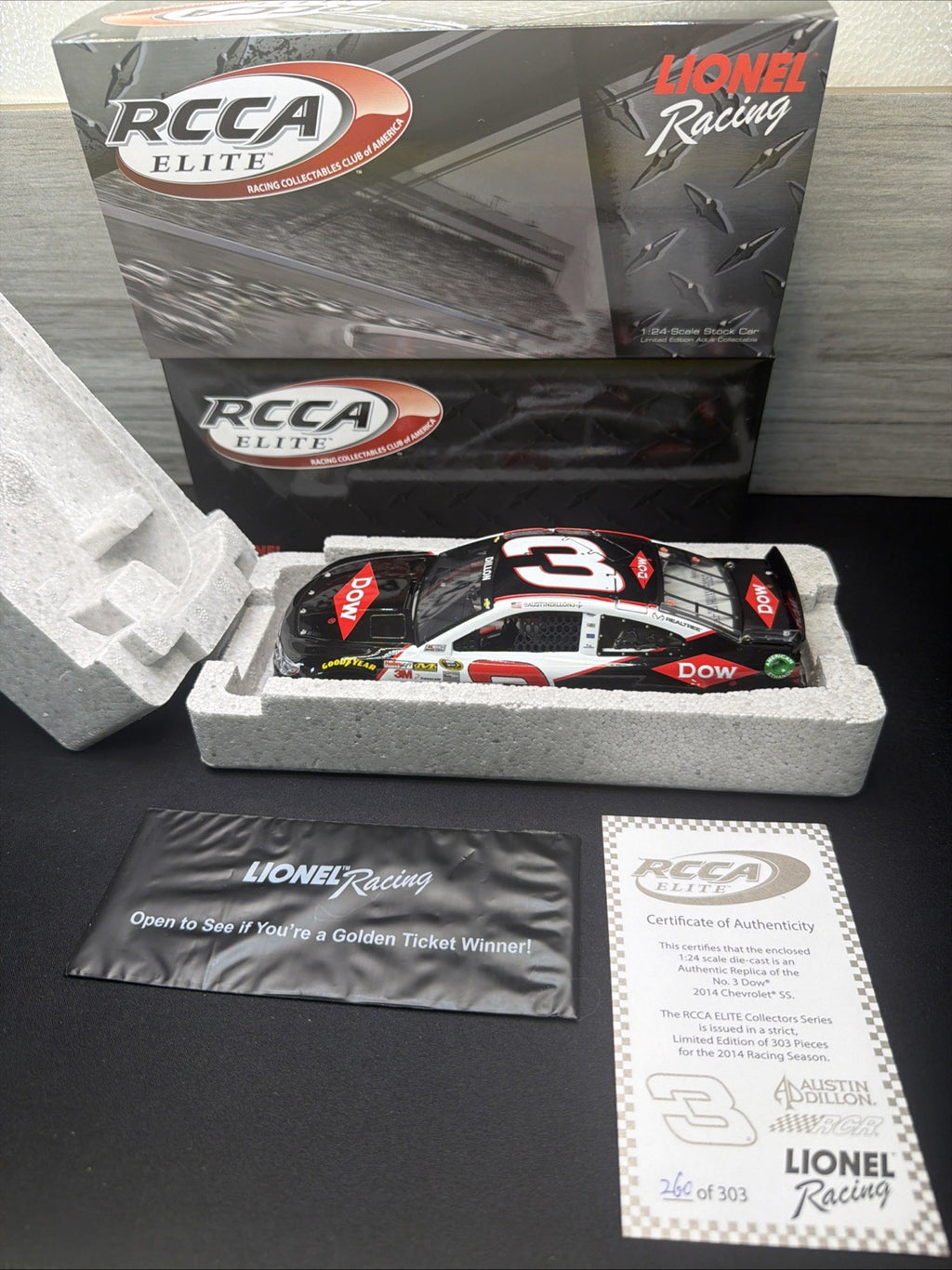 1/24 Lionel RCCA ELITE #3 Austin Dillon Dow Automotive 2014 Chevy SS 260/303 New0