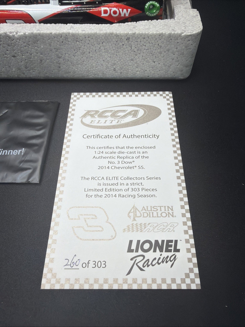 1/24 Lionel RCCA ELITE #3 Austin Dillon Dow Automotive 2014 Chevy SS 260/303 New1