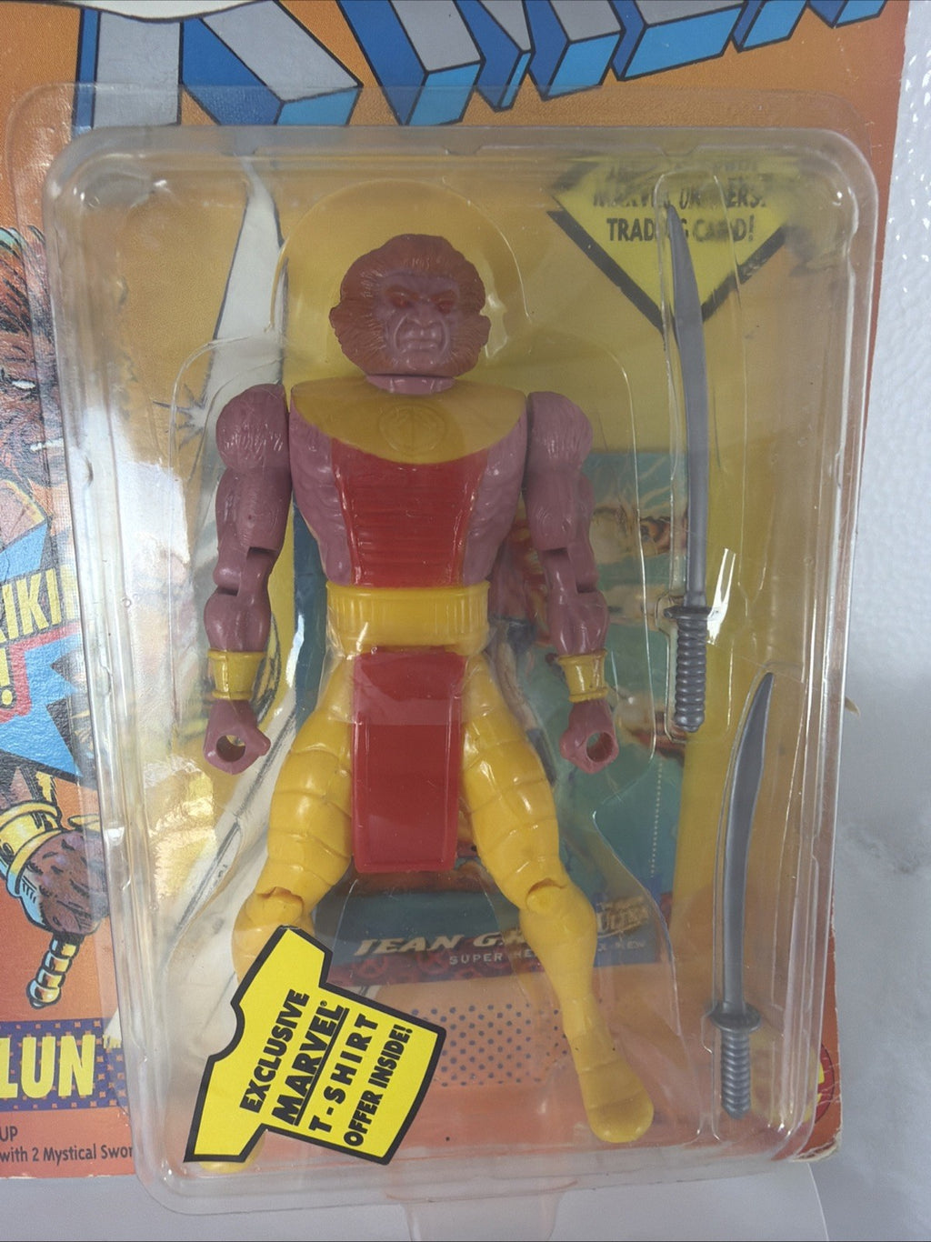 X-Men Kylun Action Figure Striking Swords 1994 ToyBiz Marvel Comic Box Damage3