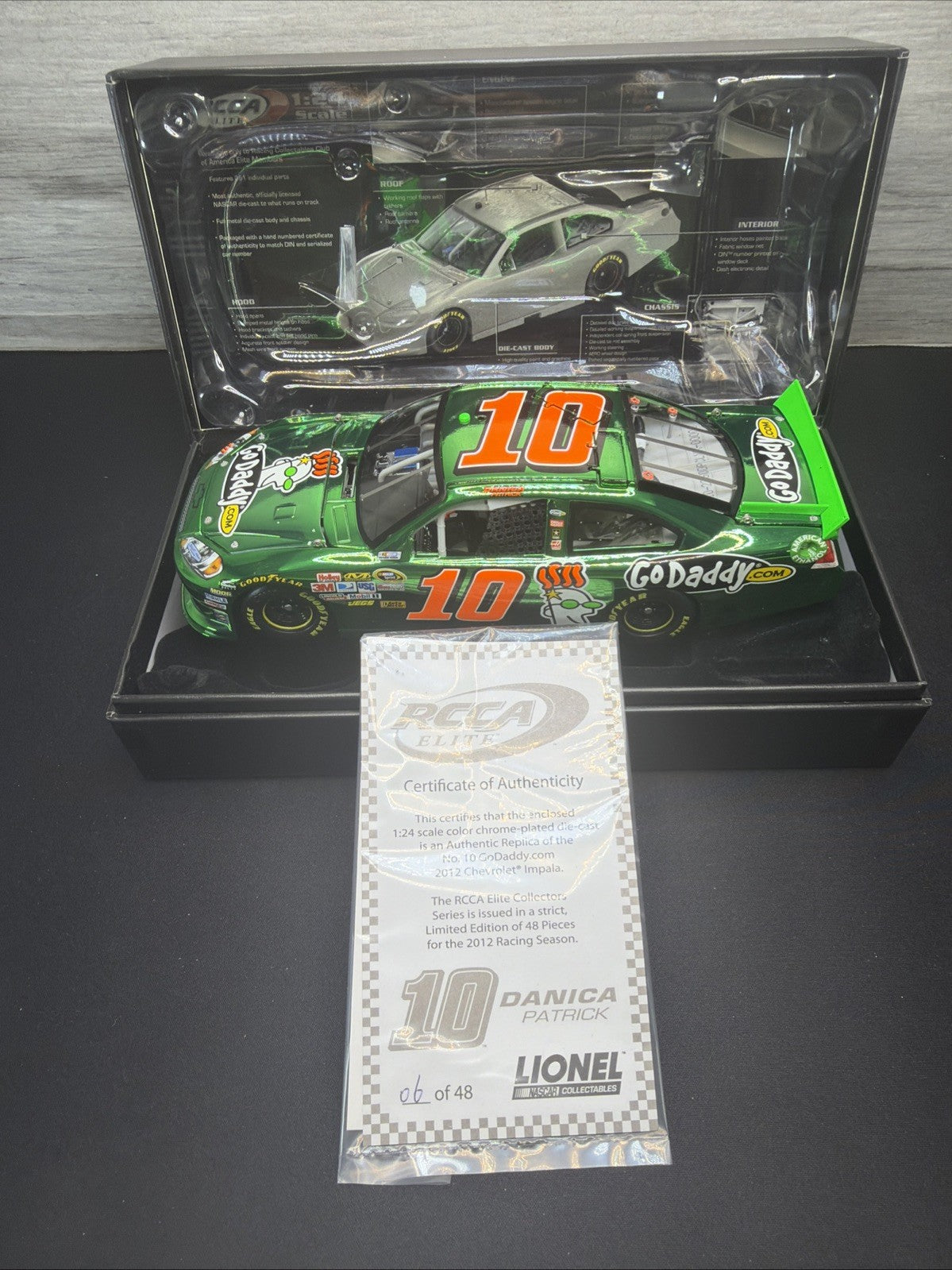 Danica Patrick #10 GoDaddy Peeker 2012 Impala  Color Chrome RCCA ELITE 06/48 New0