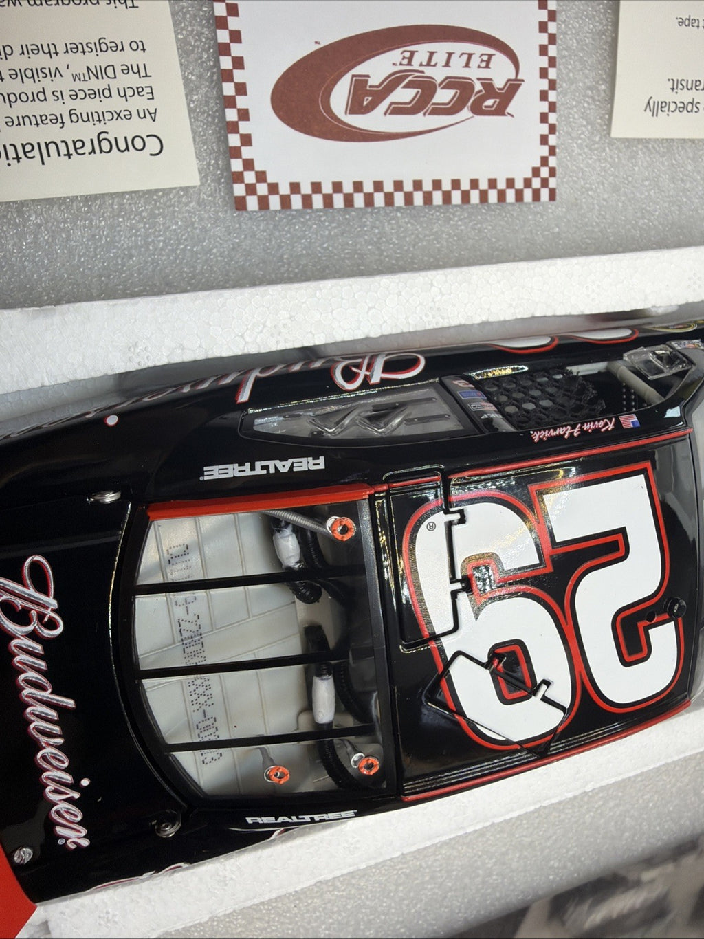 RARE Kevin Harvick 1/24 Elite 2011  #29 Budweiser Impala 313 of 440  New  W/COA9
