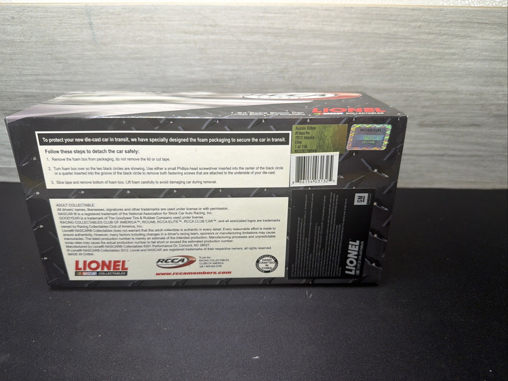 LIONEL RCCA ELITE 1:24 Austin Dillon #3 Bass Pro 2012 Impala 30/150 New Cert13