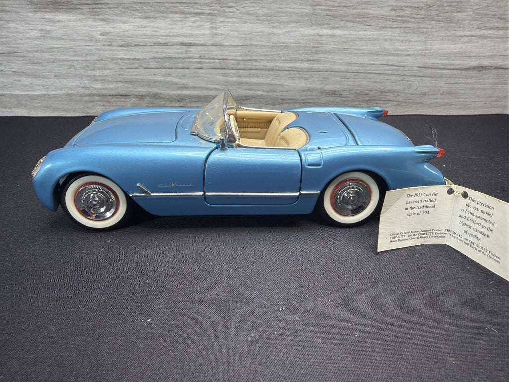 Franklin Mint 1955 Chevrolet Corvette 1:24 Diecast Model Car Blue0