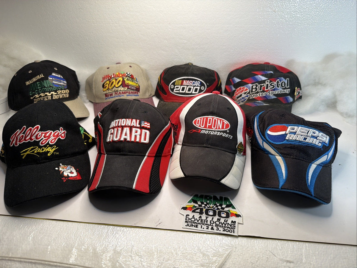 Vintage Lot Of 8 Nascar Racing Hat Cap Reseller Bundle Some New Some Dusty Nice0