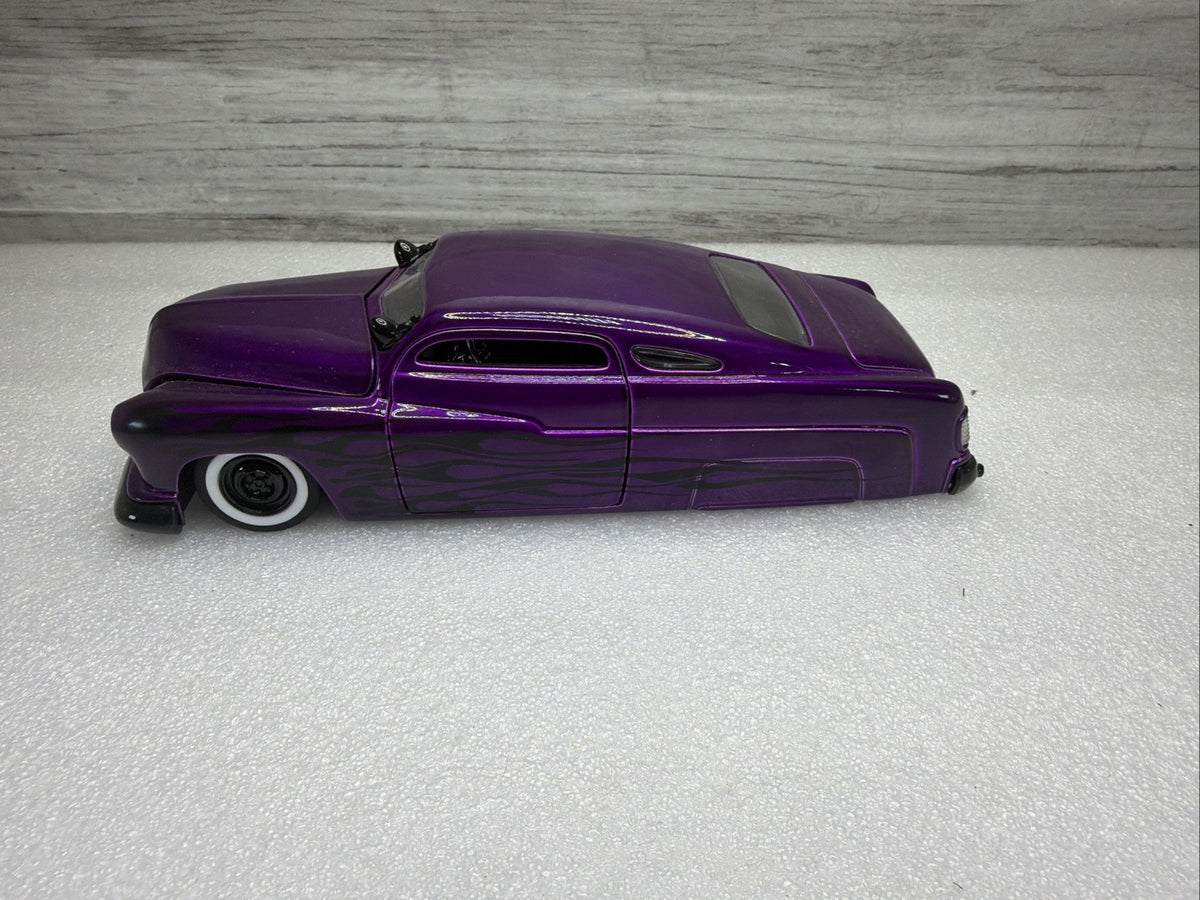 Jada Big Time Kustoms 1:24 Scale Purple 1951 Mercury Black Flames Nice No Box7