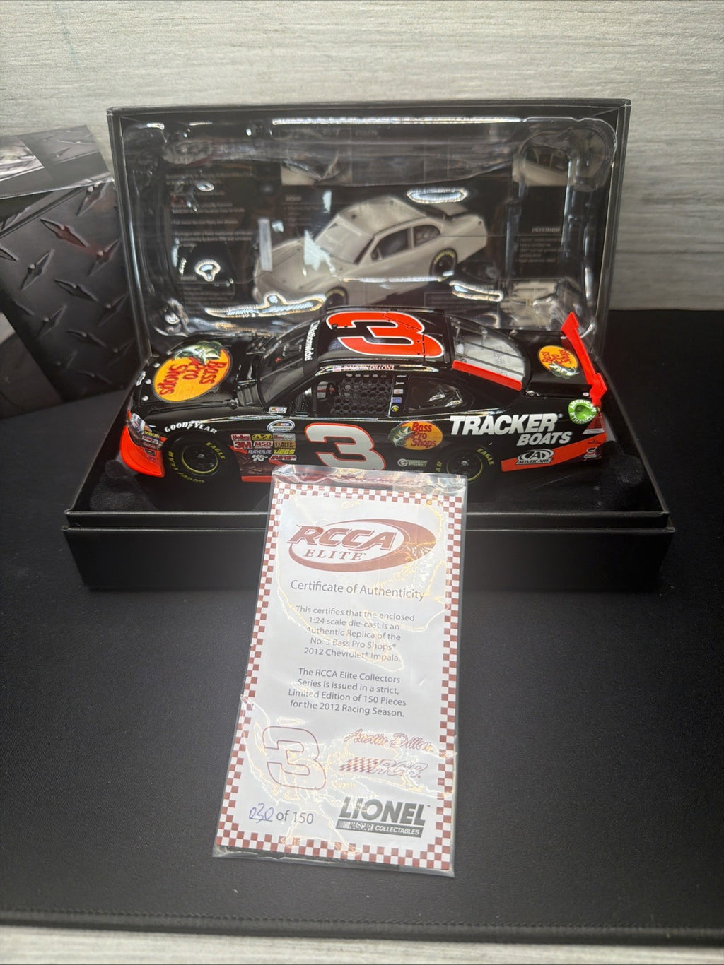 LIONEL RCCA ELITE 1:24 Austin Dillon #3 Bass Pro 2012 Impala 30/150 New Cert0