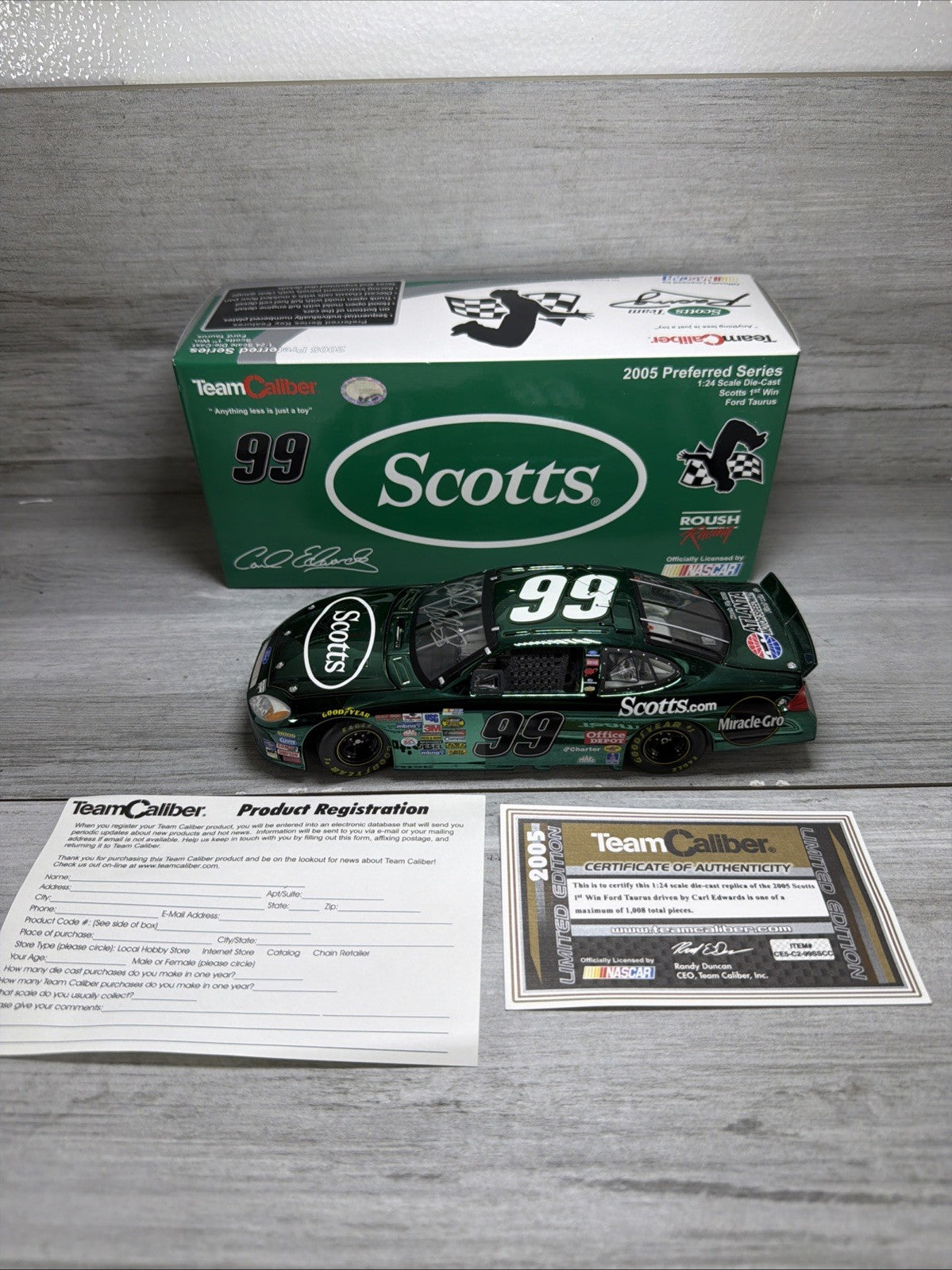 RARE* Autographed Carl Edwards #99 SCOTTS FIRST WIN 2005 1/24 CHROME NUMBER “21”0