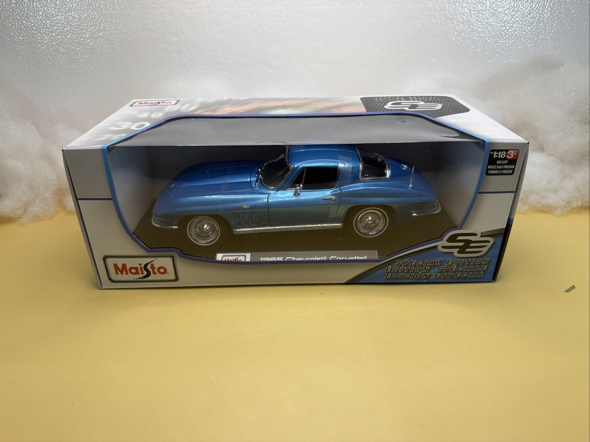 Maisto Special Edition 1:18 Diecast 1965 Chevrolet Corvette Blue Car New Sealed0