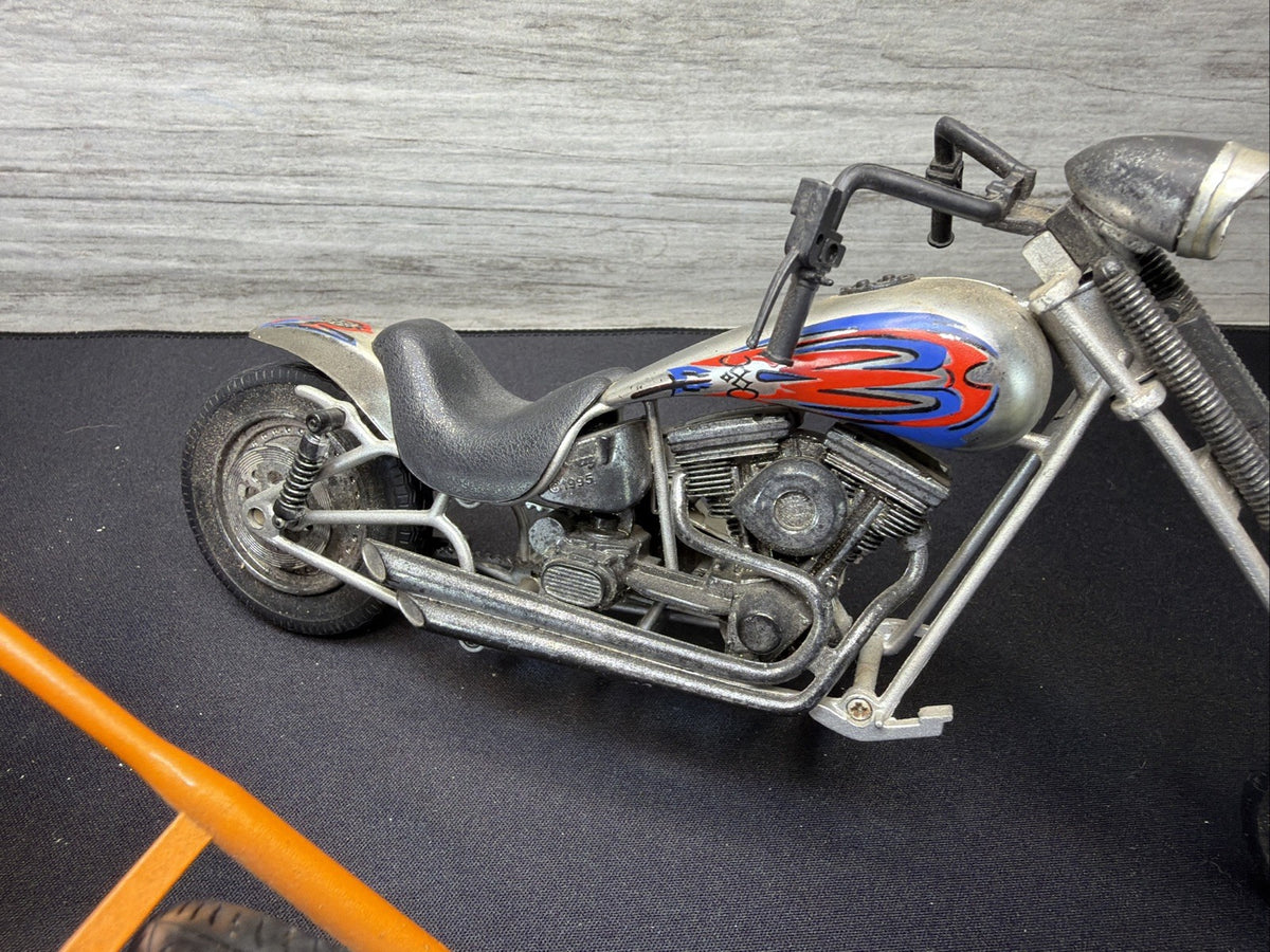 Vintage Custom Chopper Motorcycle Diecast Model Bike Lot of 2 Orange Silver Nice10