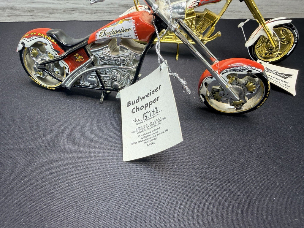 2 Budweiser Chopper Motorcycle Collectibles without box The Hamilton Collection1
