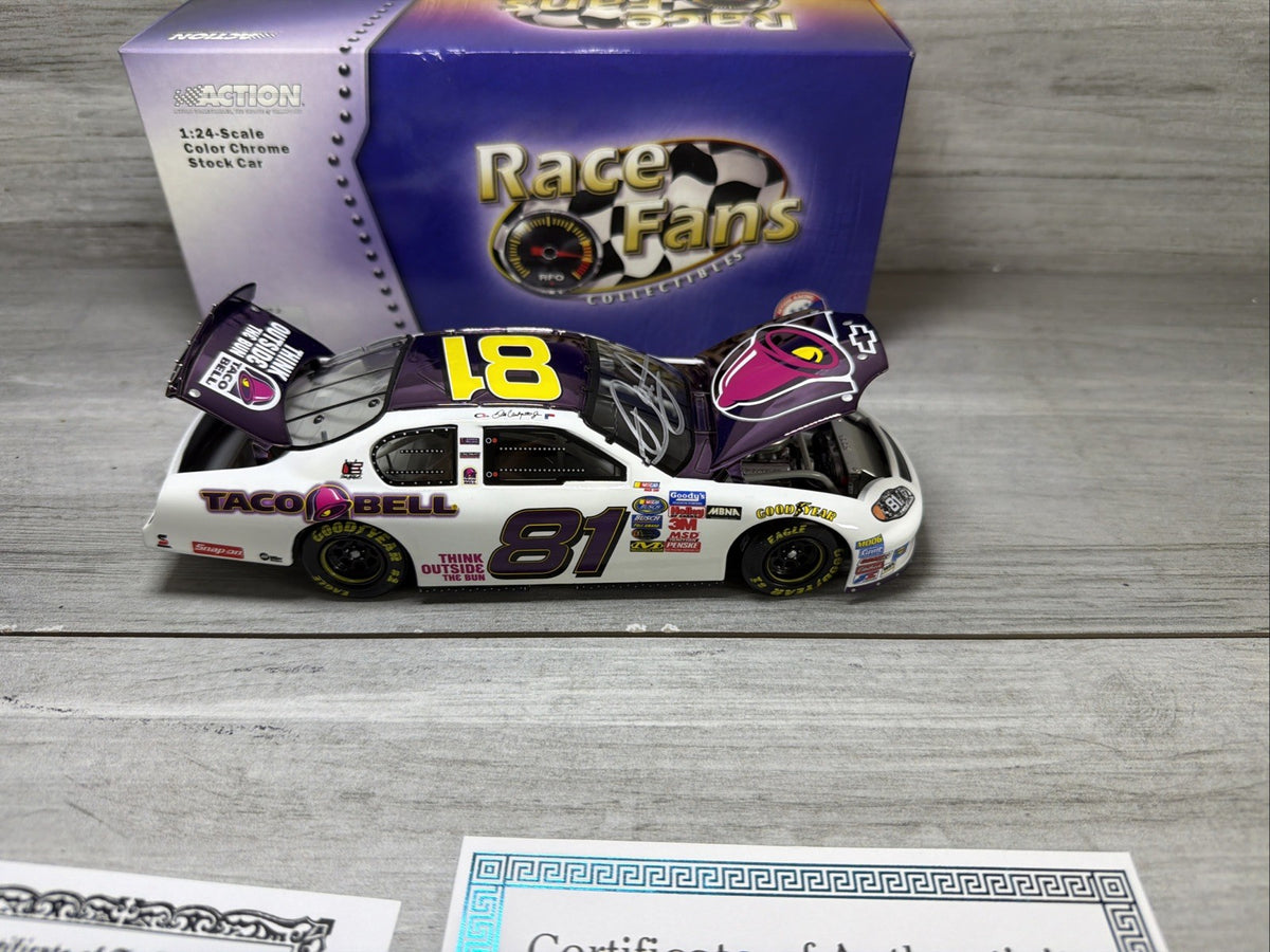 Dale Earnhardt Jr Signed #81 Taco Bell 2001 Action 1:24 Chrome Diecast COA14