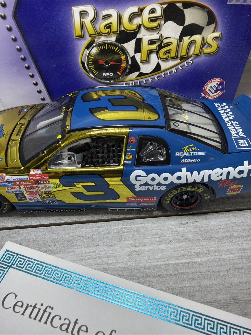 ACTION Dale Earnhardt 1999 #3 Wrangler Monte Carlo Chrome 1:24 Diecast COA9