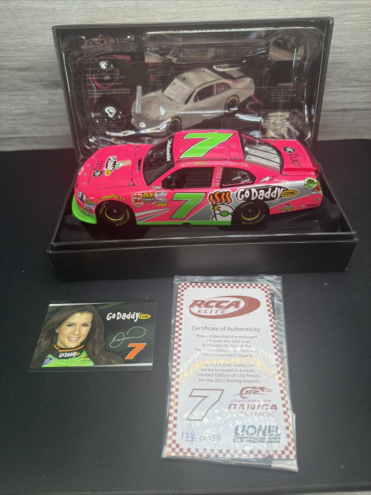 RCCA Elite 1:24 Danica Patrick #7 GoDaddy 2012 Pink Chevy Impala  124/150 New0