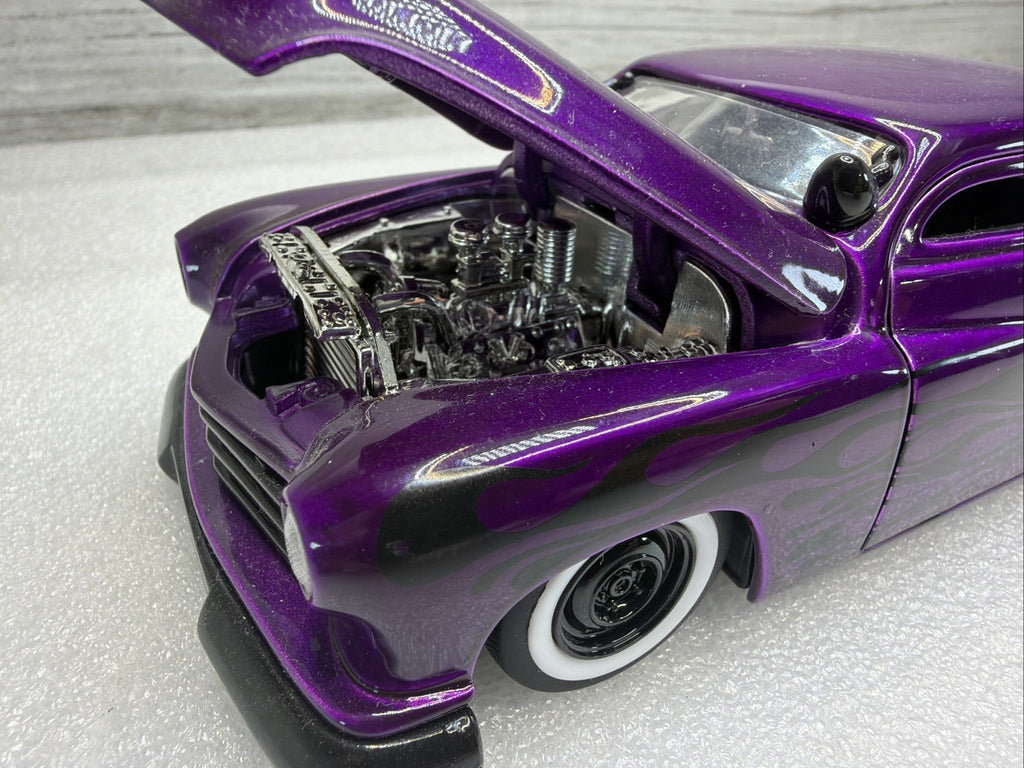 Jada Big Time Kustoms 1:24 Scale Purple 1951 Mercury Black Flames Nice No Box15